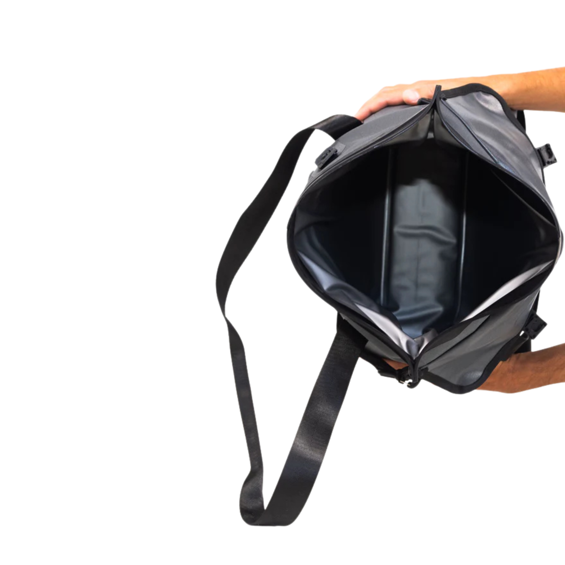 Grey Dry Pocket waterproof floating tote cooler with auto sealing lid, designed for keeping items dry and afloat during outdoor activities.