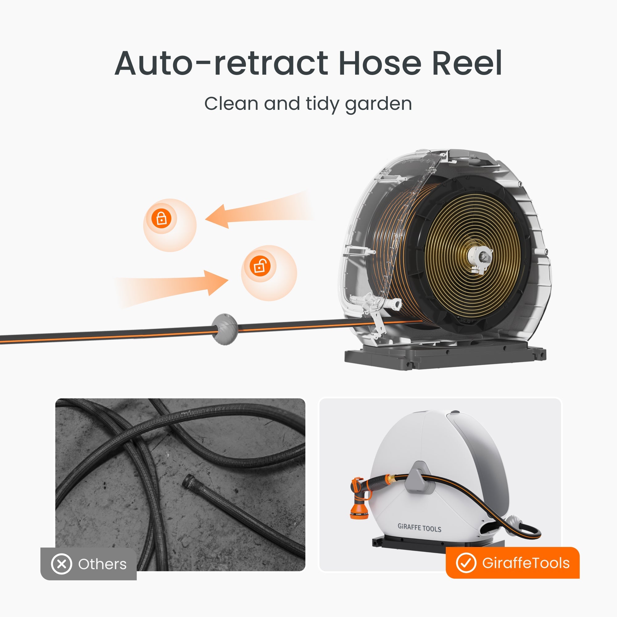 Ground-Mounted Retractable Hose Reel 82ft-130ft - OVERLANDERS Outfitter