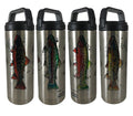 20 oz stainless steel Grand Slam hot and cold beverage bottle by Cognito Brands, Inc., with a group of bottles on a water-themed background.