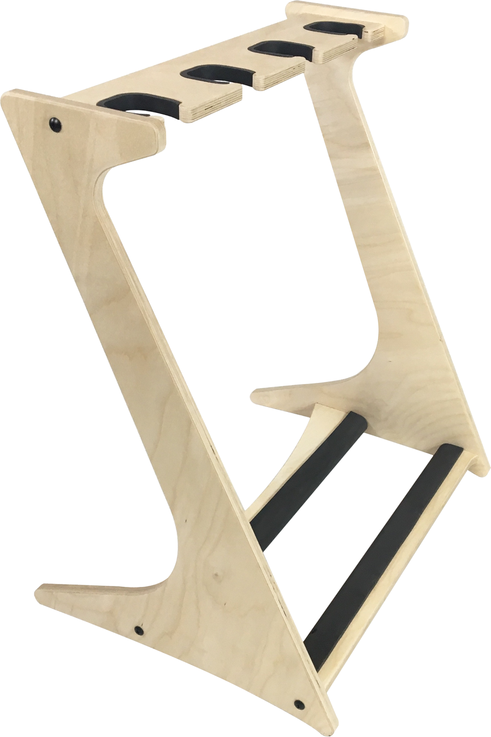 Transparent Rado Racks guitar display stand showing a guitar securely held in a sturdy guitar rack.