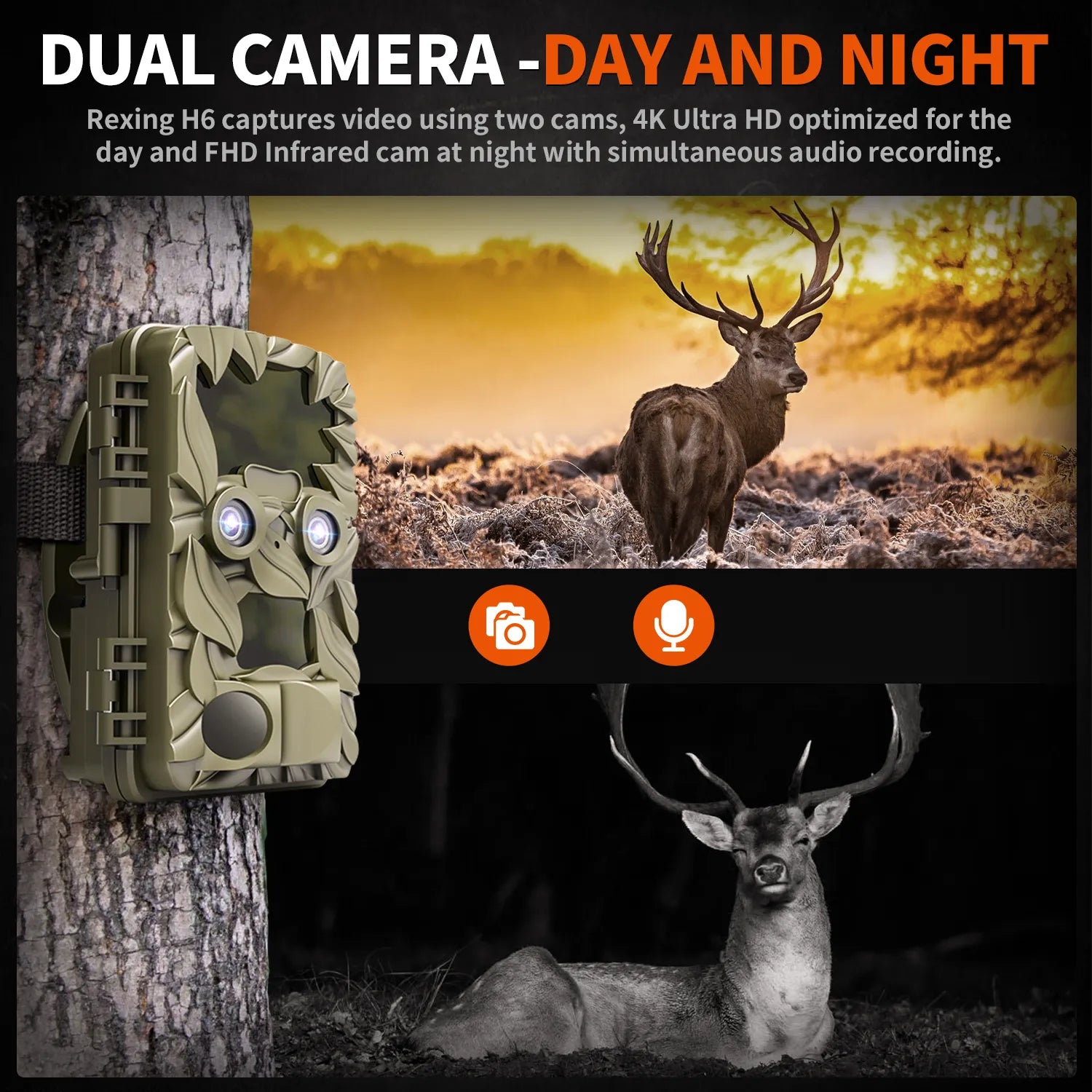Rexing Woodlens H6 Dual Camera Trail Cam 4K+FHD Ultra HD Video - OVERLANDERS Outfitter