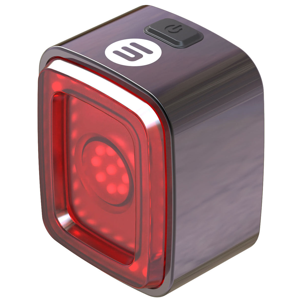 ZEITBIKE Vision Pro bicycle tail light mounted on a bike, showing bright red LED illumination for visibility and safety.