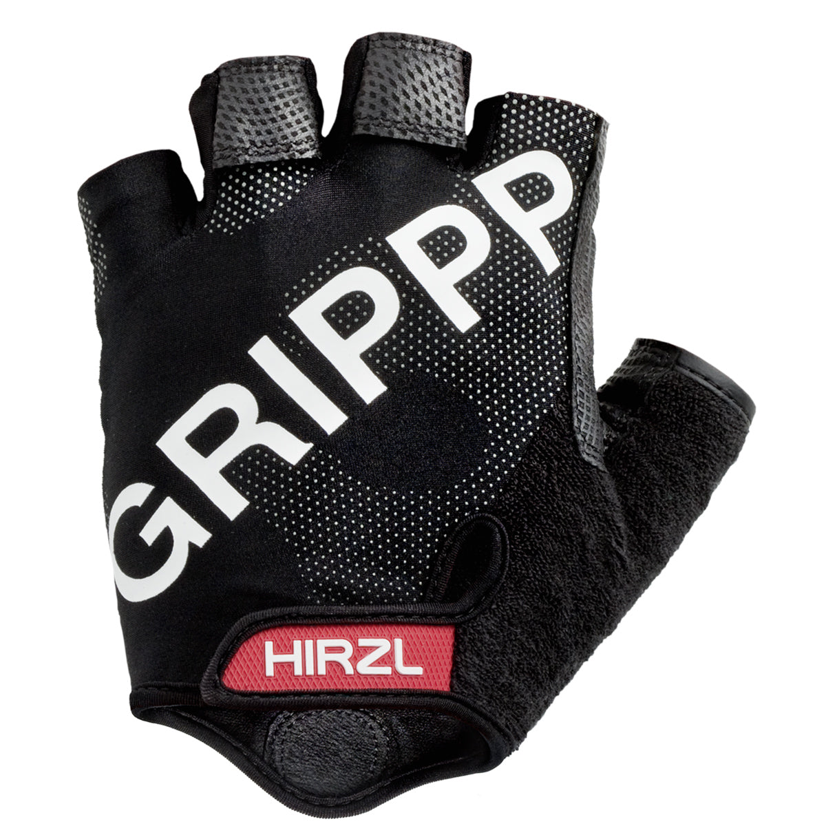 ZEITBIKE HIRZL Tour SF 1.0 leather bike gloves in black with white accents, showing the back of the gloves.