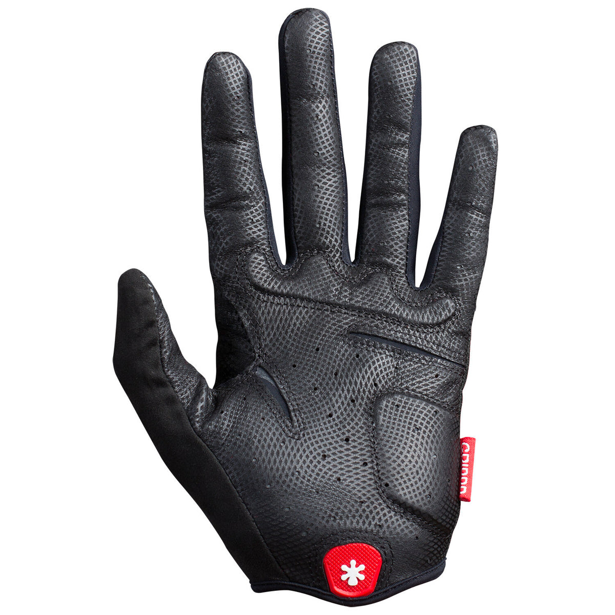 Black leather bike gloves from ZEITBIKE's HIRZL Tour FF 2.0 collection, showing the palm and grip details.
