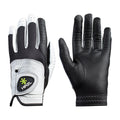 ZEITBIKE HIRZL Trust Control 2.0 golf gloves in white and black, showing both gloves with textured grip and branding details.