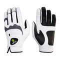 ZEITBIKE HIRZL Trust Hybrid golf gloves in white and black, showing the breathable fabric and secure fit design.