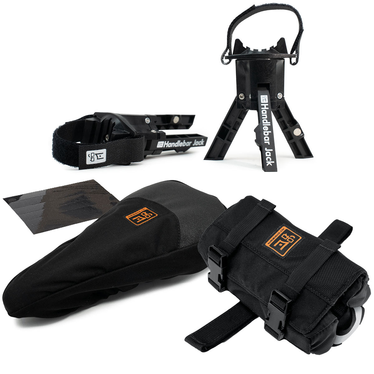 ZEITBIKE Handlebar Jack V3 Mega Bundle with Saddle Jack and tool pack, showing the repair stand setup with mounted bike handlebars.