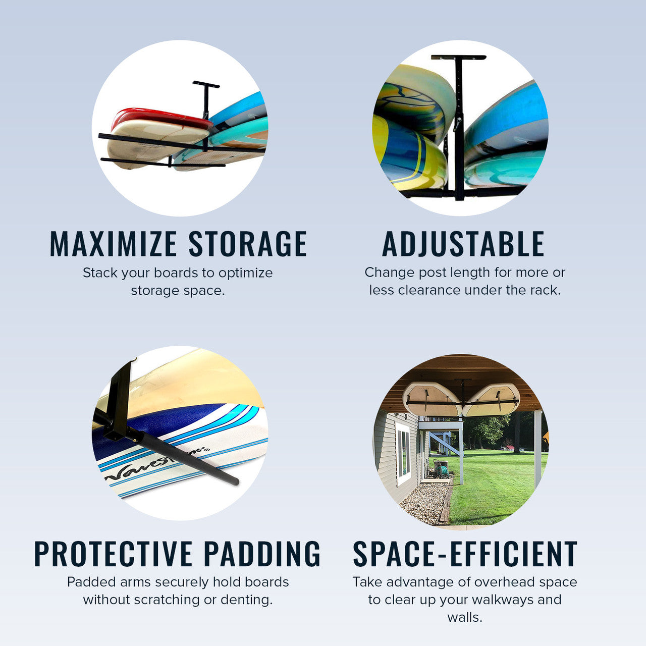 Hi-Port 2 | SUP & Surfboard Adjustable Ceiling Storage Rack | Double | Holds 150 lbs - OVERLANDERS Outfitter