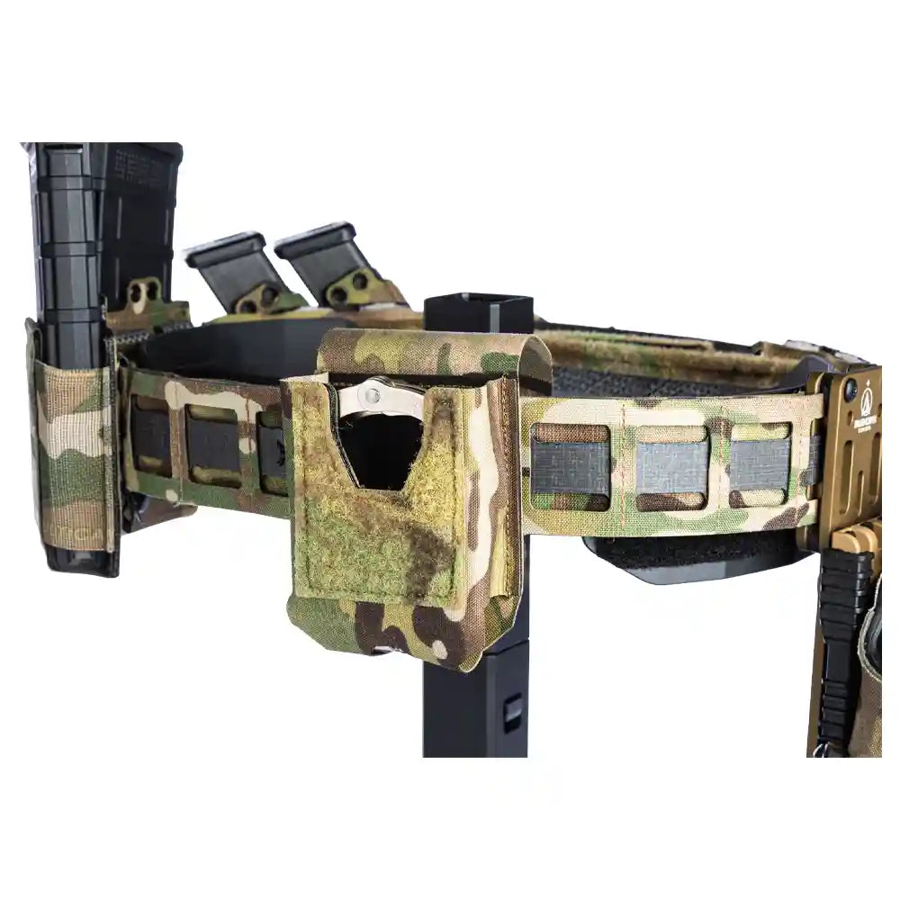 HCC Tactical ARC handcuff pouch attached to tactical gear, designed for secure storage of handcuffs during law enforcement activities.