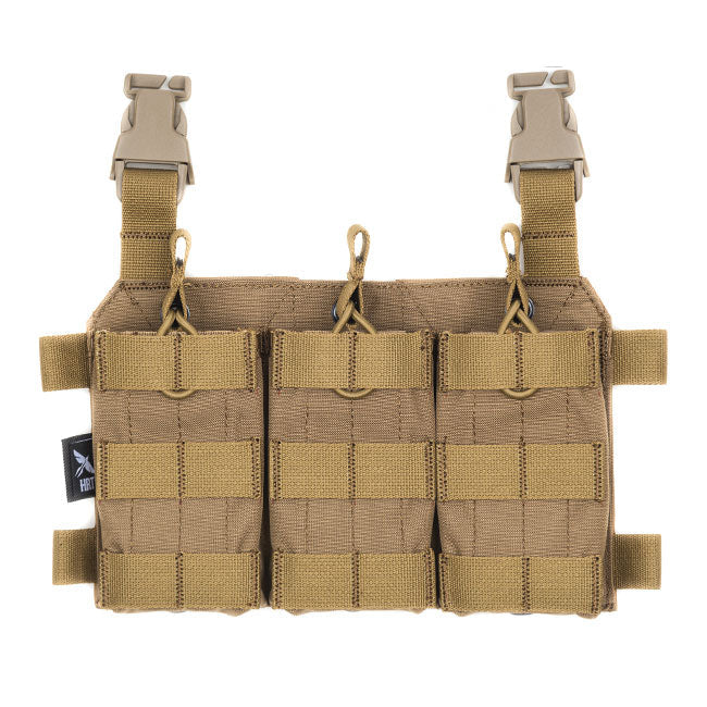 HCC Tactical Triple AR Placard in Coyote Brown, showcasing tactical gear design and features for firearm storage.