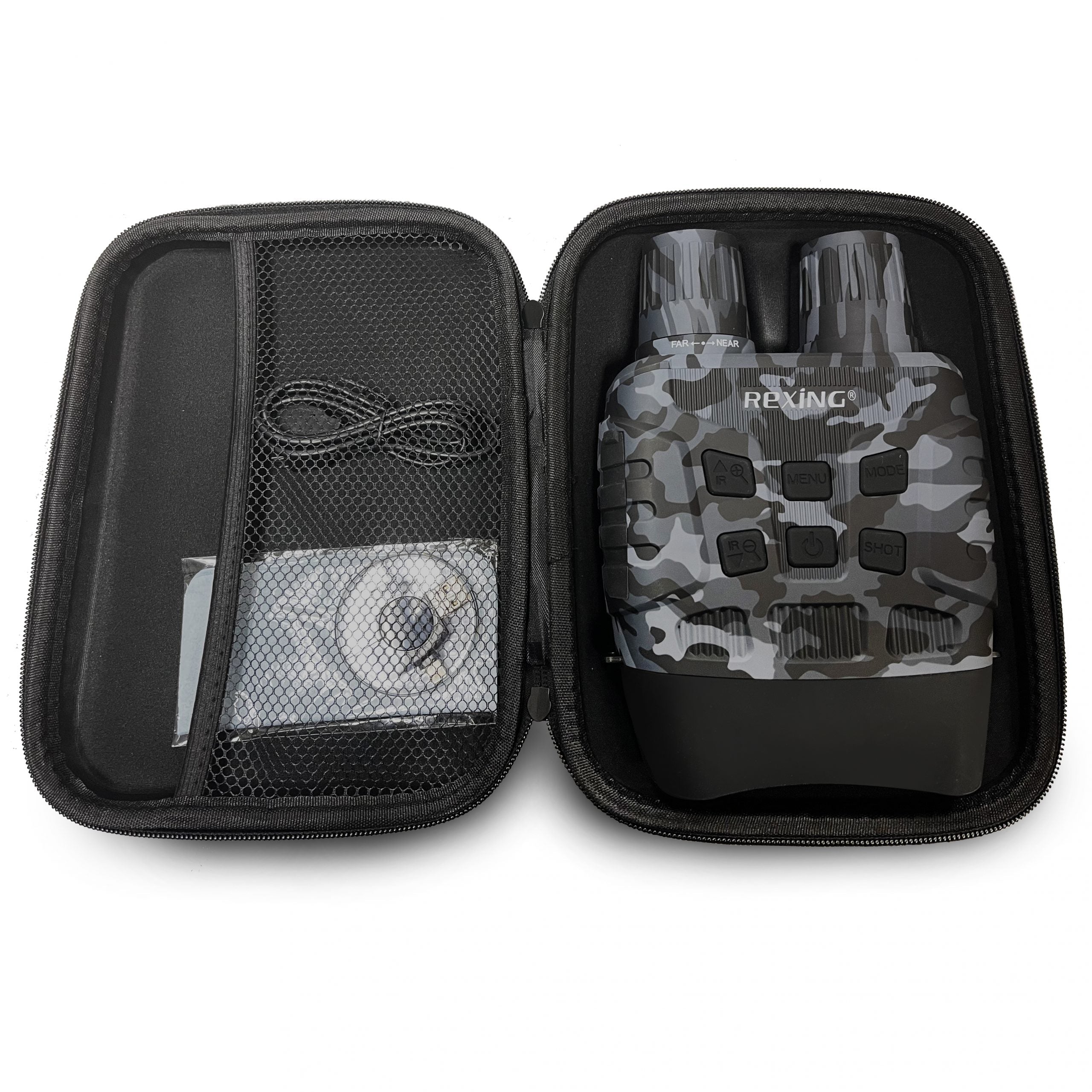 Rexing hard travel case replacement for accessories, black durable protective case with zipper closure for secure storage.