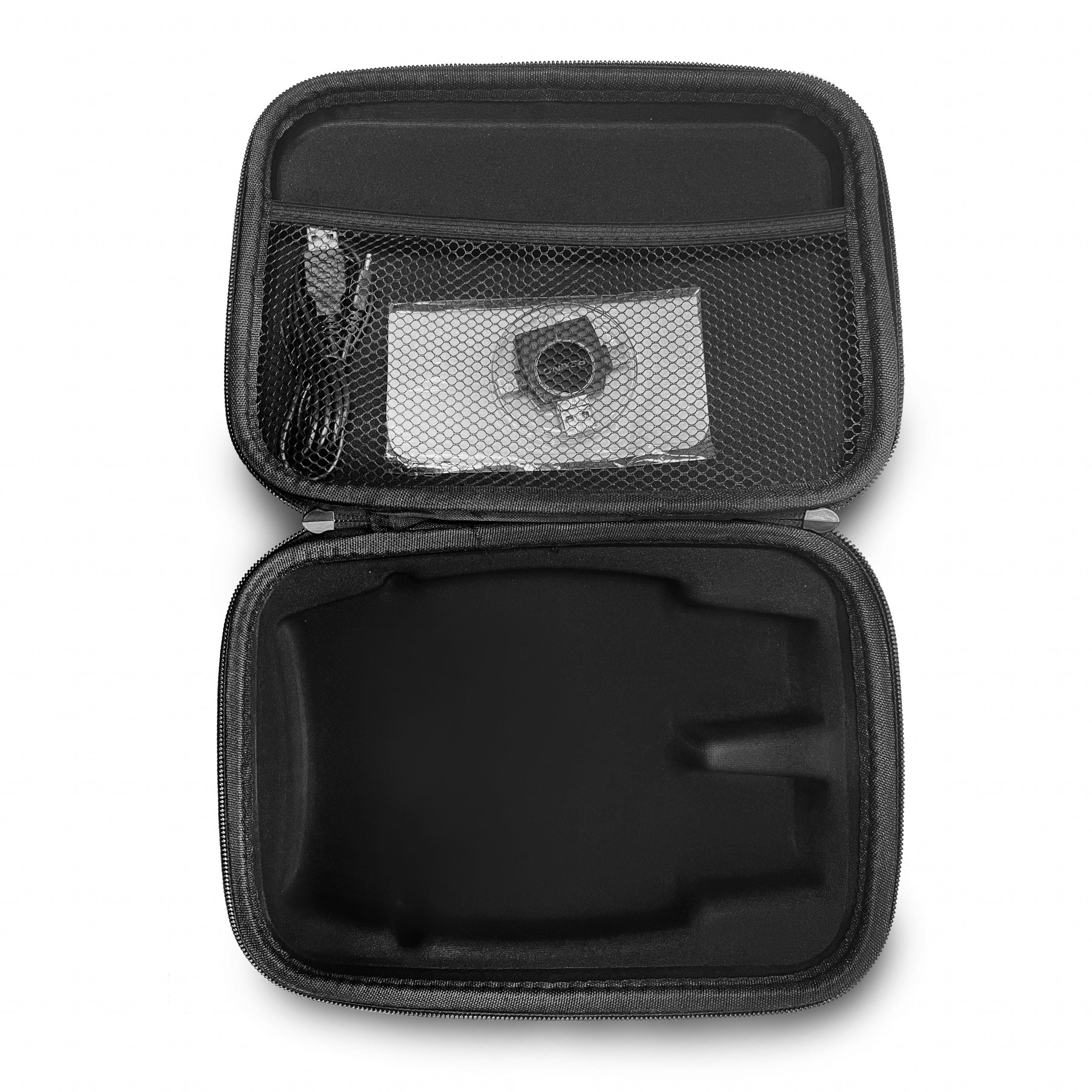 Rexing hard travel case replacement for accessories, durable black protective case with sturdy handle and secure zipper closure.