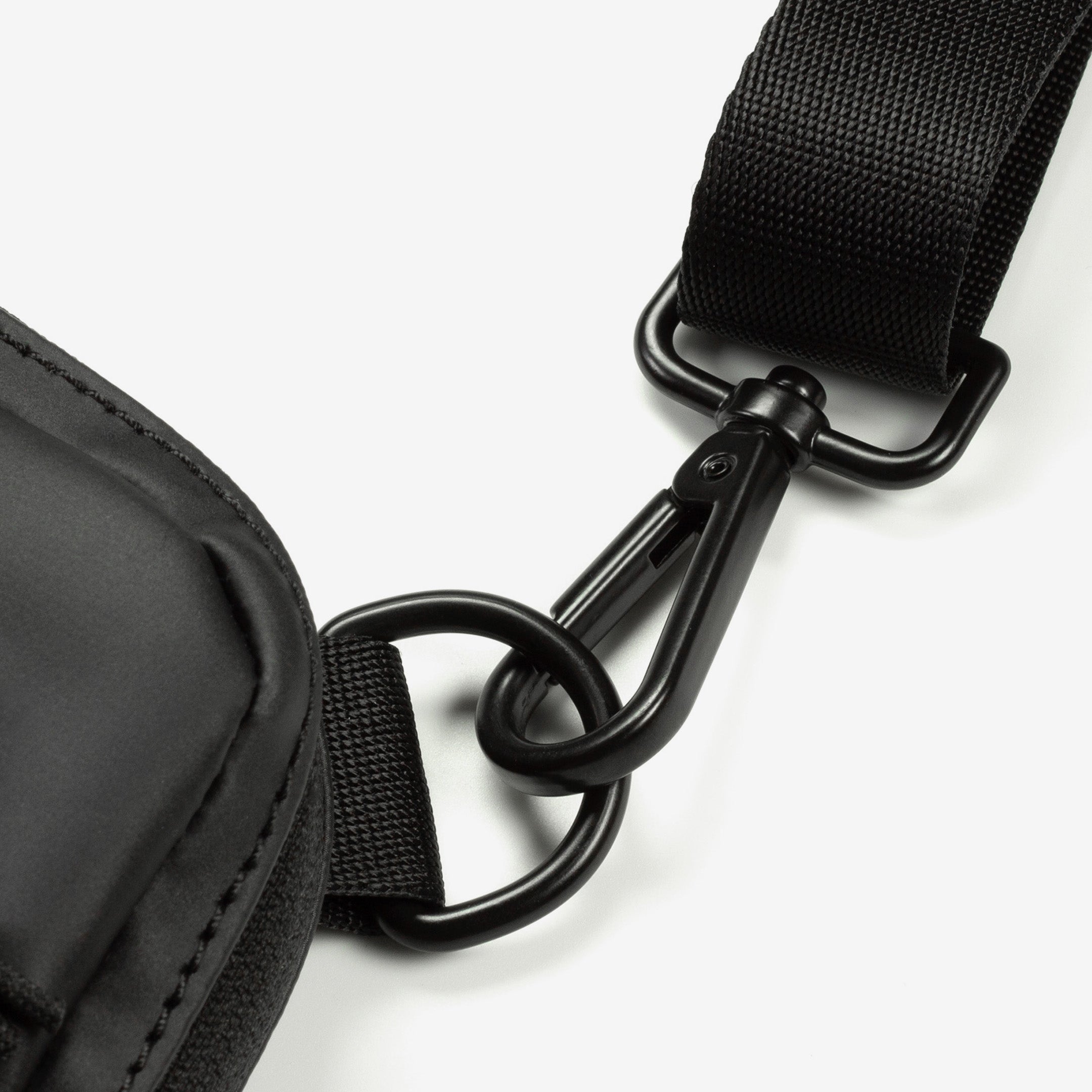 Close-up of hardware on Elite Survival Systems Microguard Mini Crossbody Concealed Carry Bag, showing secure zippers and straps.