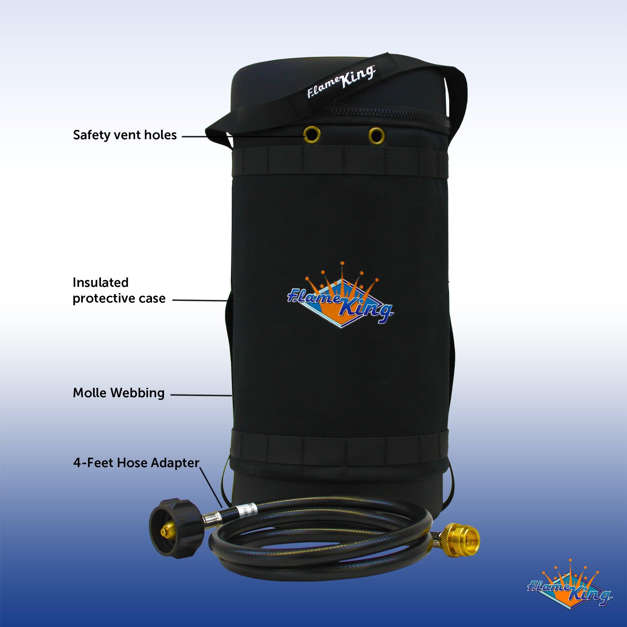 Flame King Propane Gas Hauler Kit 10lb Propane Tank, Adapter Hose and Insulated Protective Carry Case - We The Collective