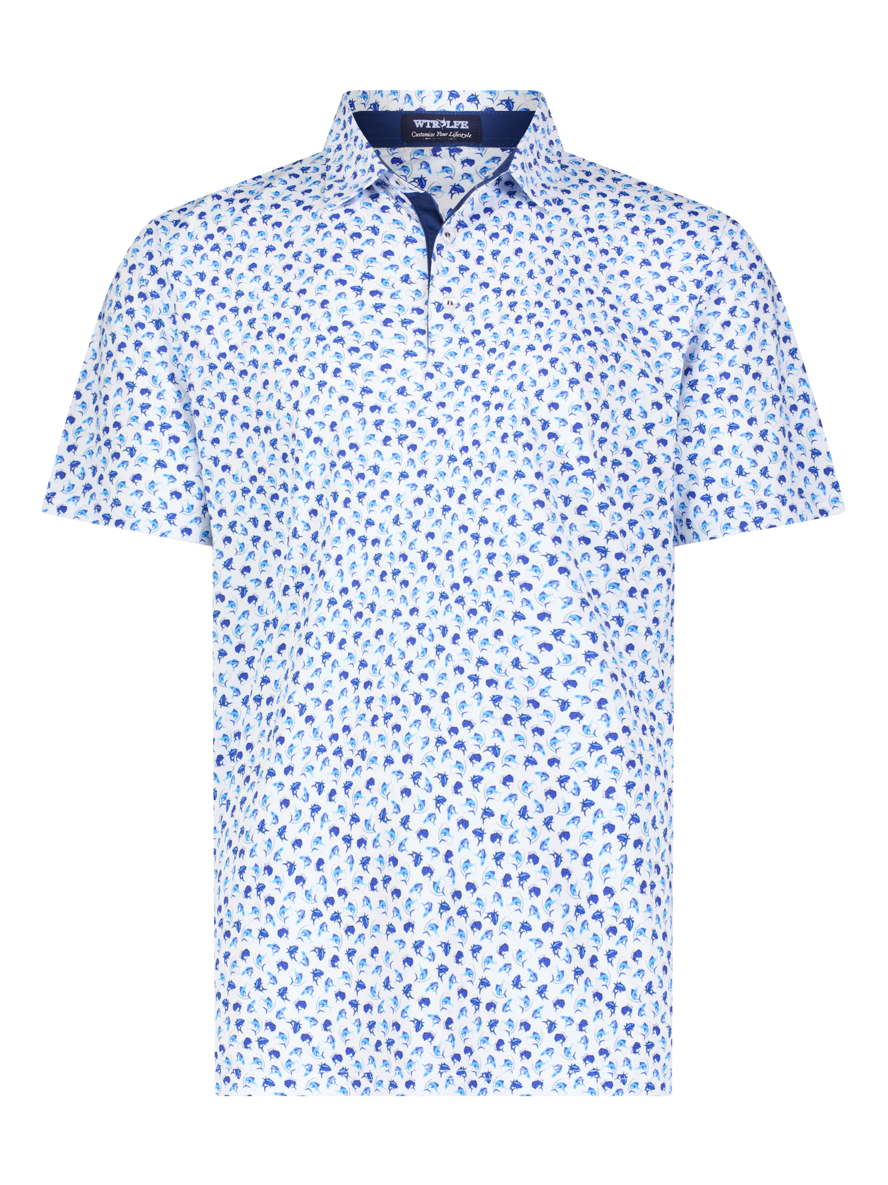 White Water Life Hooked Up Polo shirt featuring a casual collar and logo design, displayed on a plain background.
