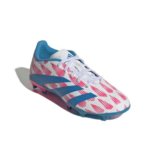 adidas Junior Predator League FG soccer sneaker in navy and white with synthetic upper and rubber sole, suitable for firm ground play