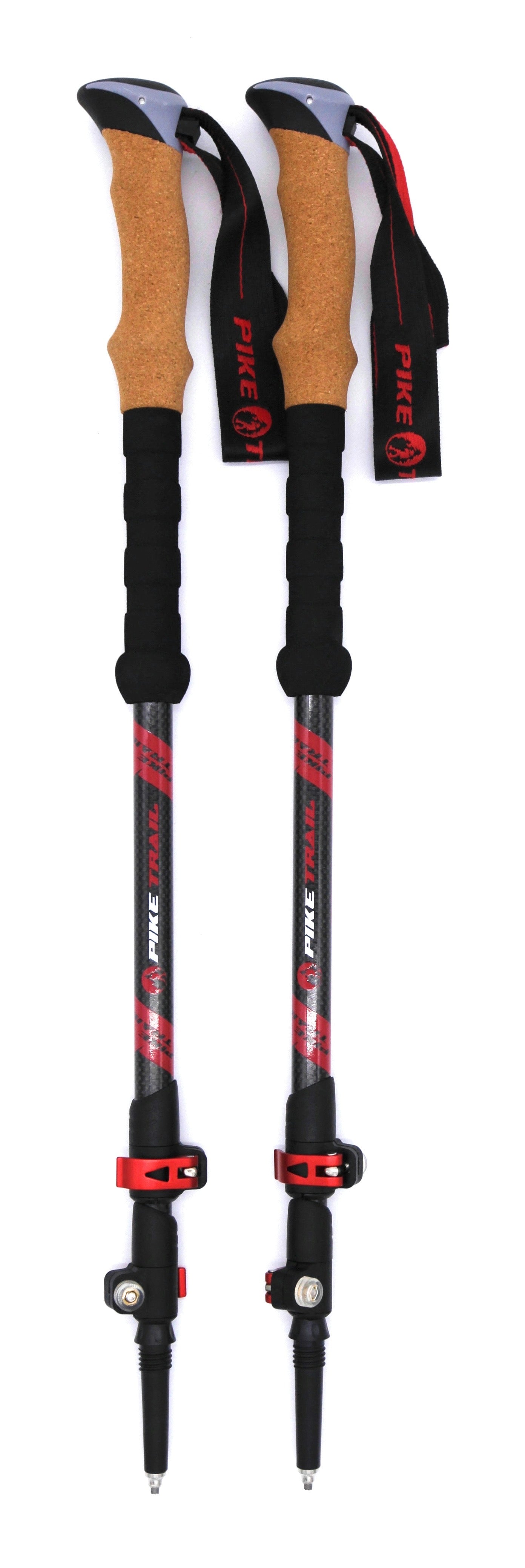 Pike Trail carbon fiber trekking poles, lightweight and adjustable, ideal for hiking and outdoor adventures.