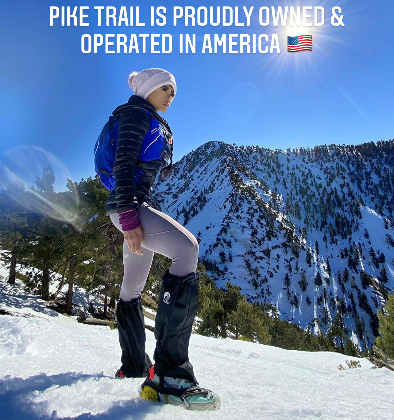 Pike Trail hiking leg gaiters made of durable fabric, designed to protect legs from debris and water during outdoor trail hikes.