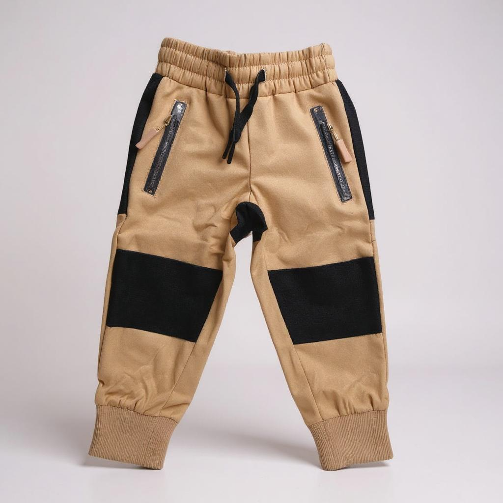 Water-resistant tan hiking pants by Keep the Littles Wild, showing durable fabric and comfortable fit for outdoor adventures.