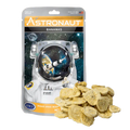 Alpenglow Readiness Supply astronaut freeze dried bananas in a clear pouch on a wooden surface.