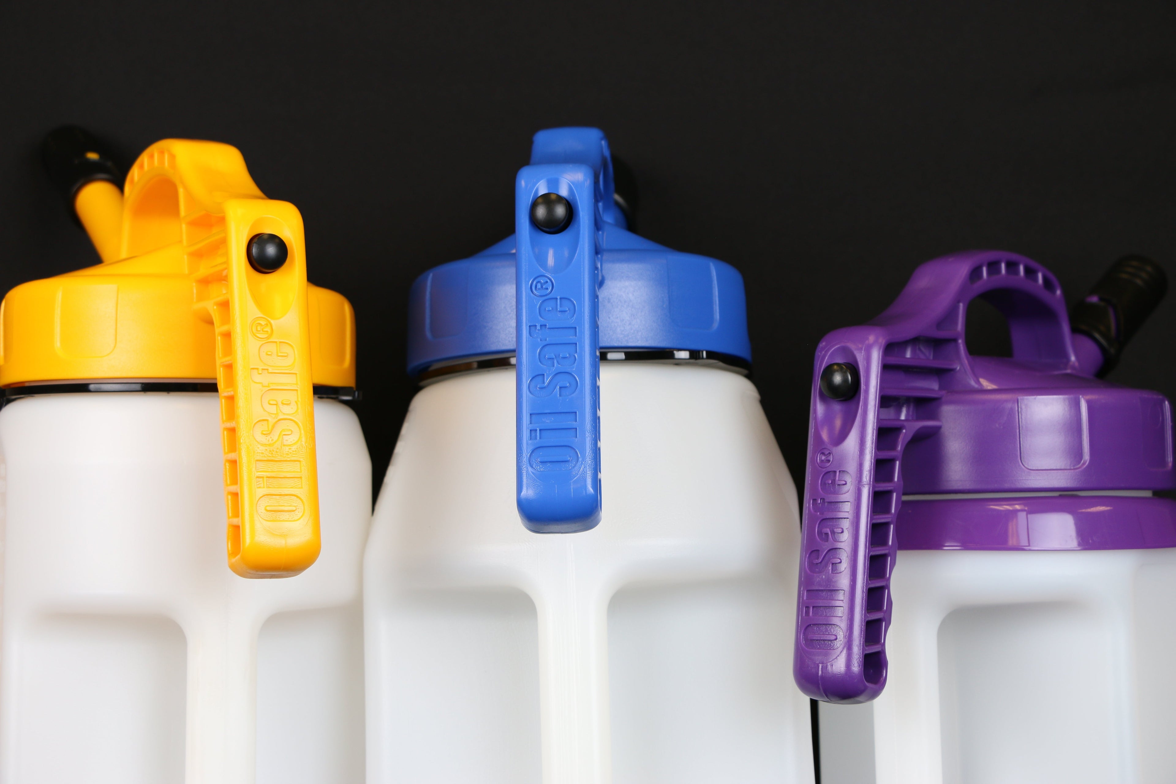 OilSafe Stumpy spout kit for high flow fluid transfer containers by DRIVEN Racing Shop, showing a durable, easy-to-use transfer container with spout.