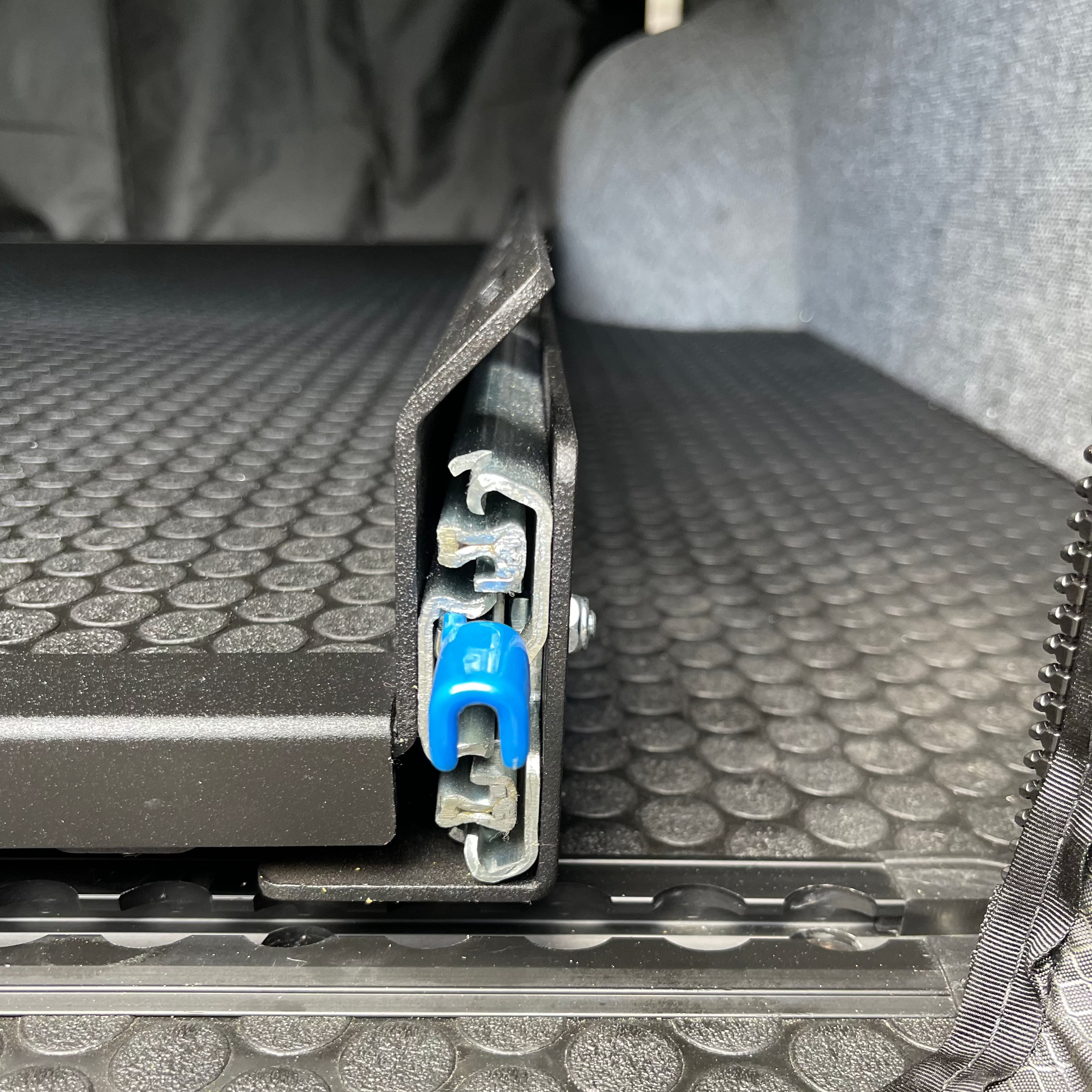 60-inch DIY slide tray kit from RB Components, showing assembled metal tray with sliding mechanism and mounting hardware.