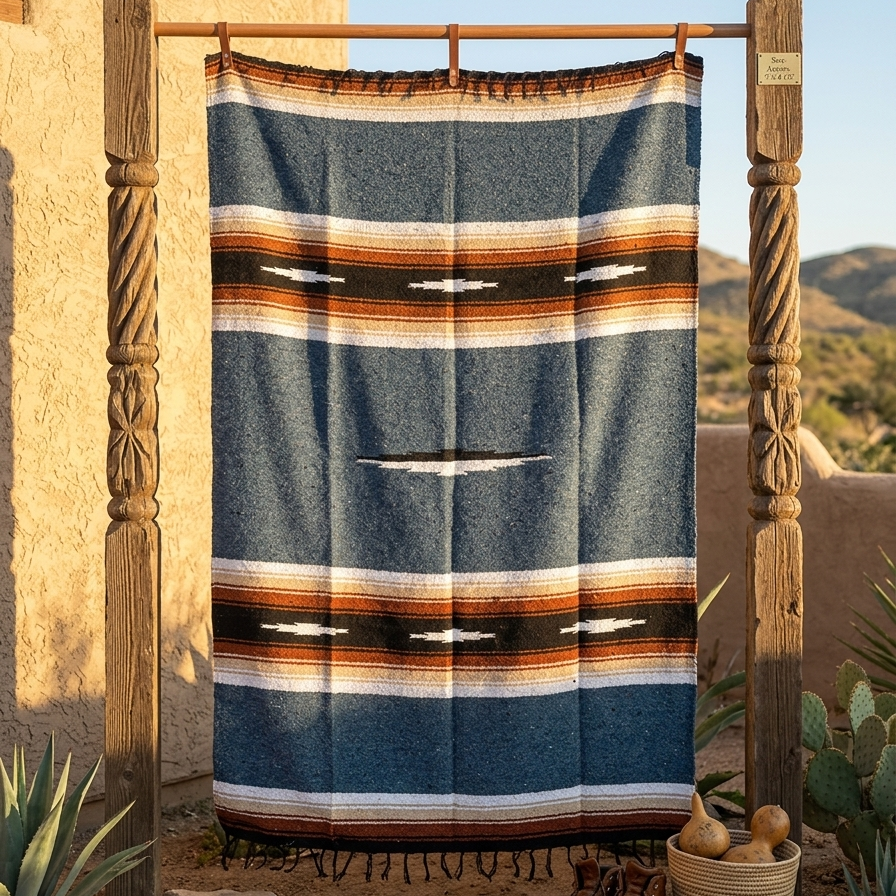 Harvest Moon Diamond Baja Blanket - Blue - OVERLANDERS Outfitter