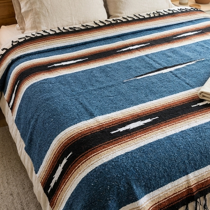 Harvest Moon Diamond Baja Blanket - Blue - OVERLANDERS Outfitter