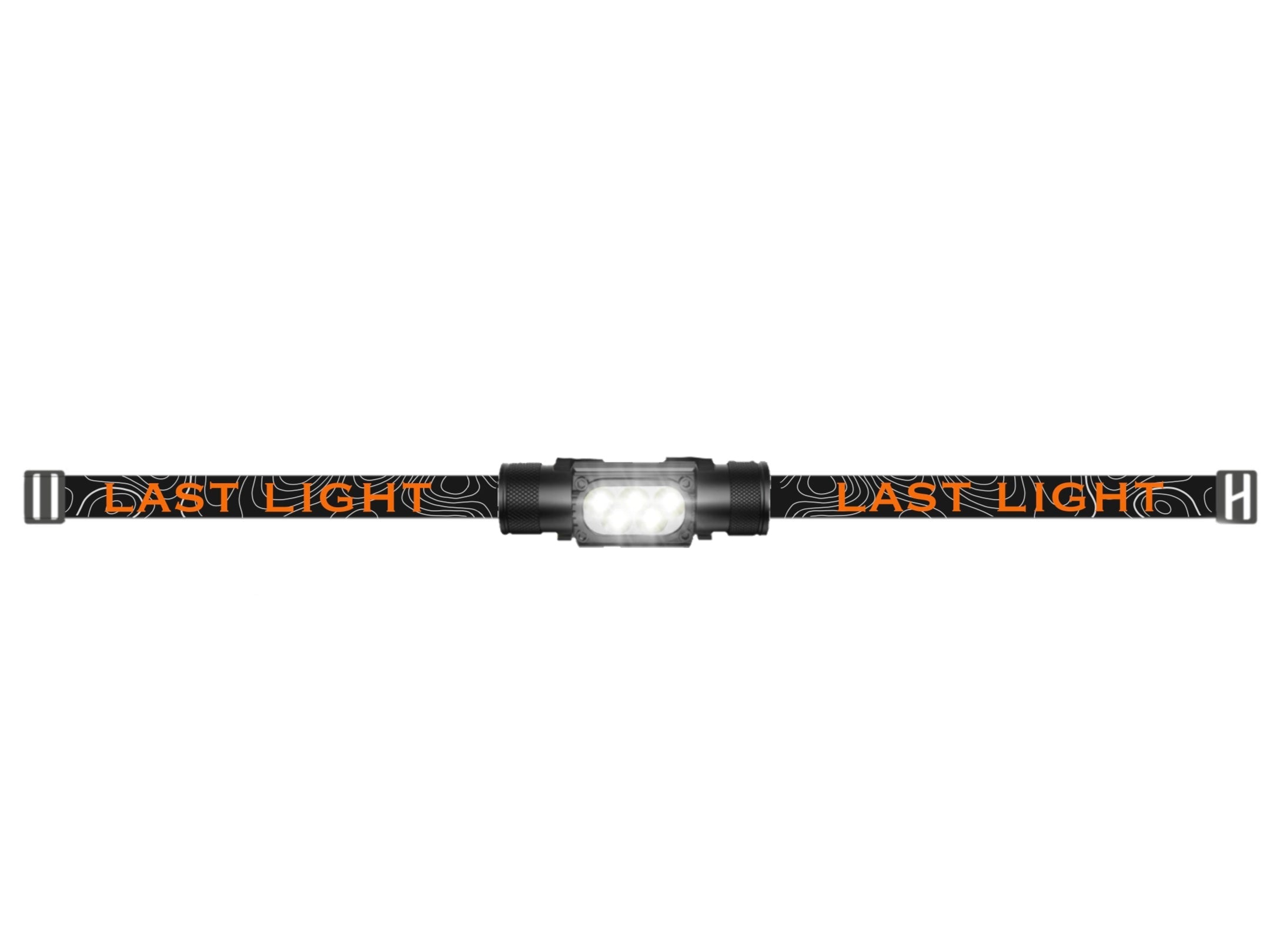 Last Light LLC Strike 1800 headlamp with adjustable straps and bright LED light, ideal for outdoor activities and nighttime use.