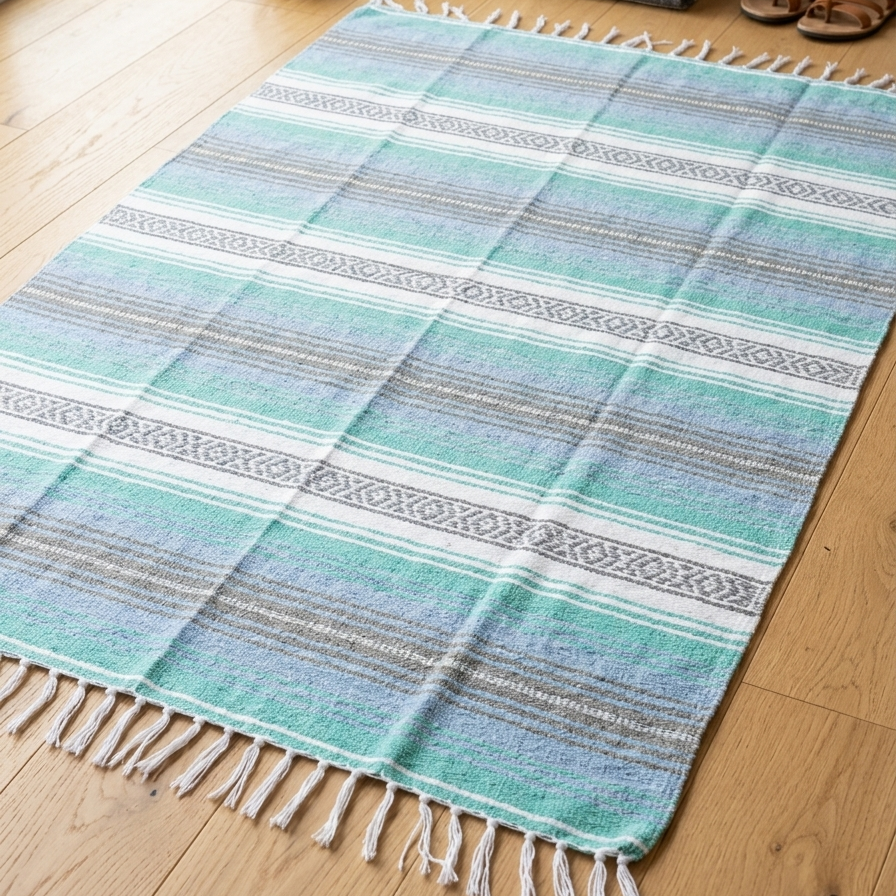 Mint Blue Ocean Mexican Falsa Yoga Blanket - OVERLANDERS Outfitter