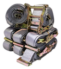 Set of 16 2x16 ft ratchet E-track straps with spring fittings for van interior cargo securement by RatchetStrap.com