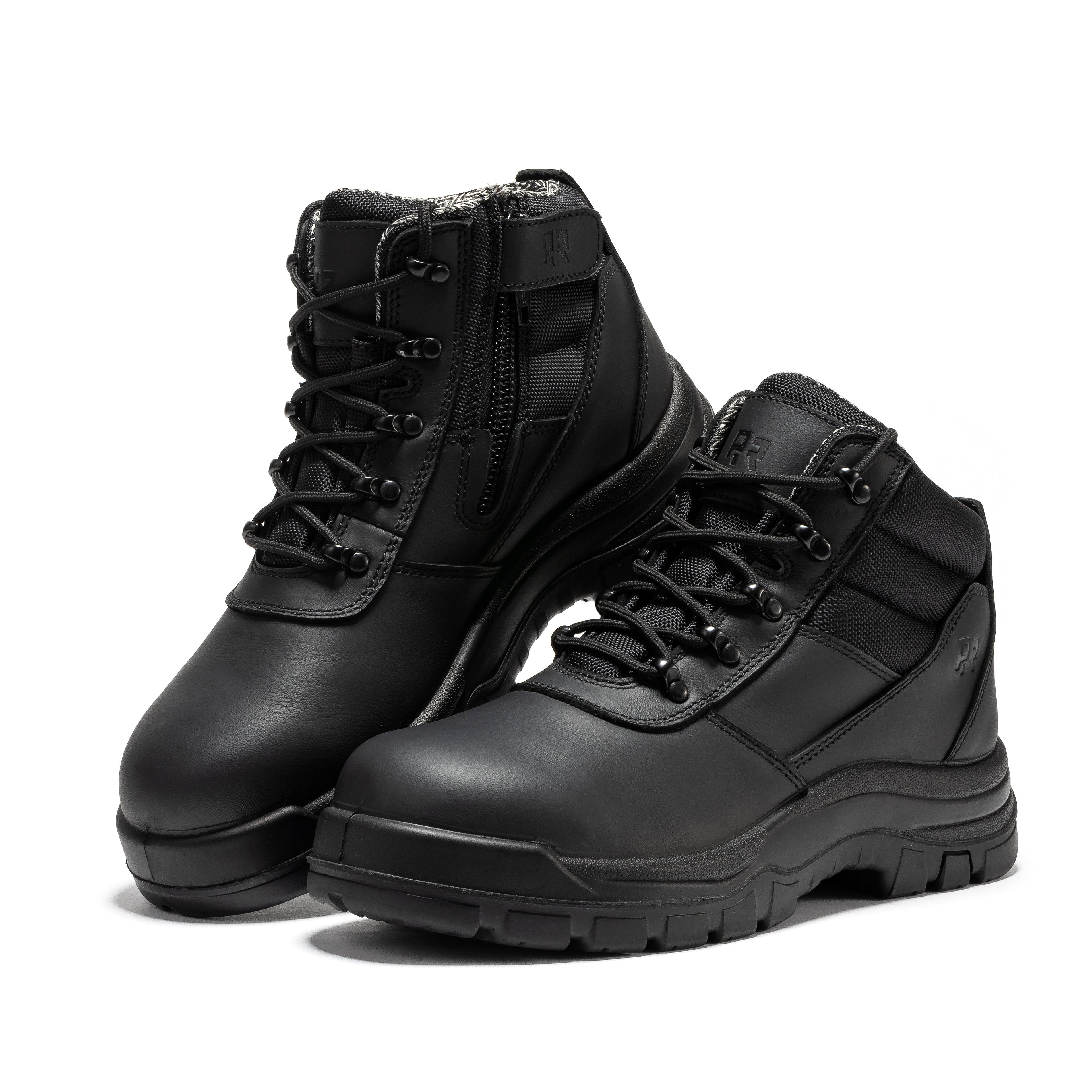 ROCKROOSTER Avalon Black 6 Inch Zip-sided Composite toe Leather Work Boots CP213BK - We The Collective