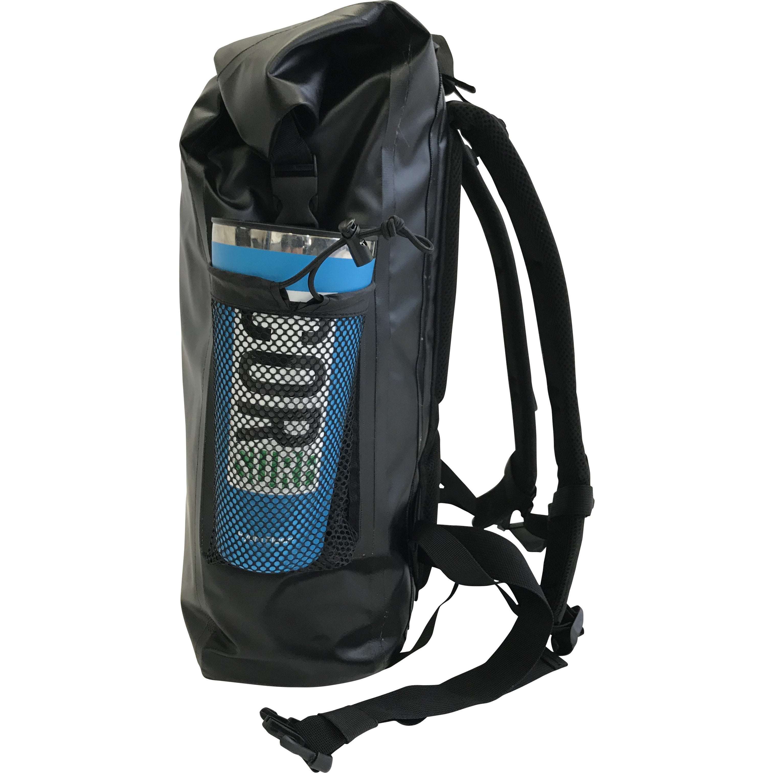 COR Surf 40L waterproof dry bag backpack showing rugged outdoor design with adjustable straps and roll-top closure for dry storage.