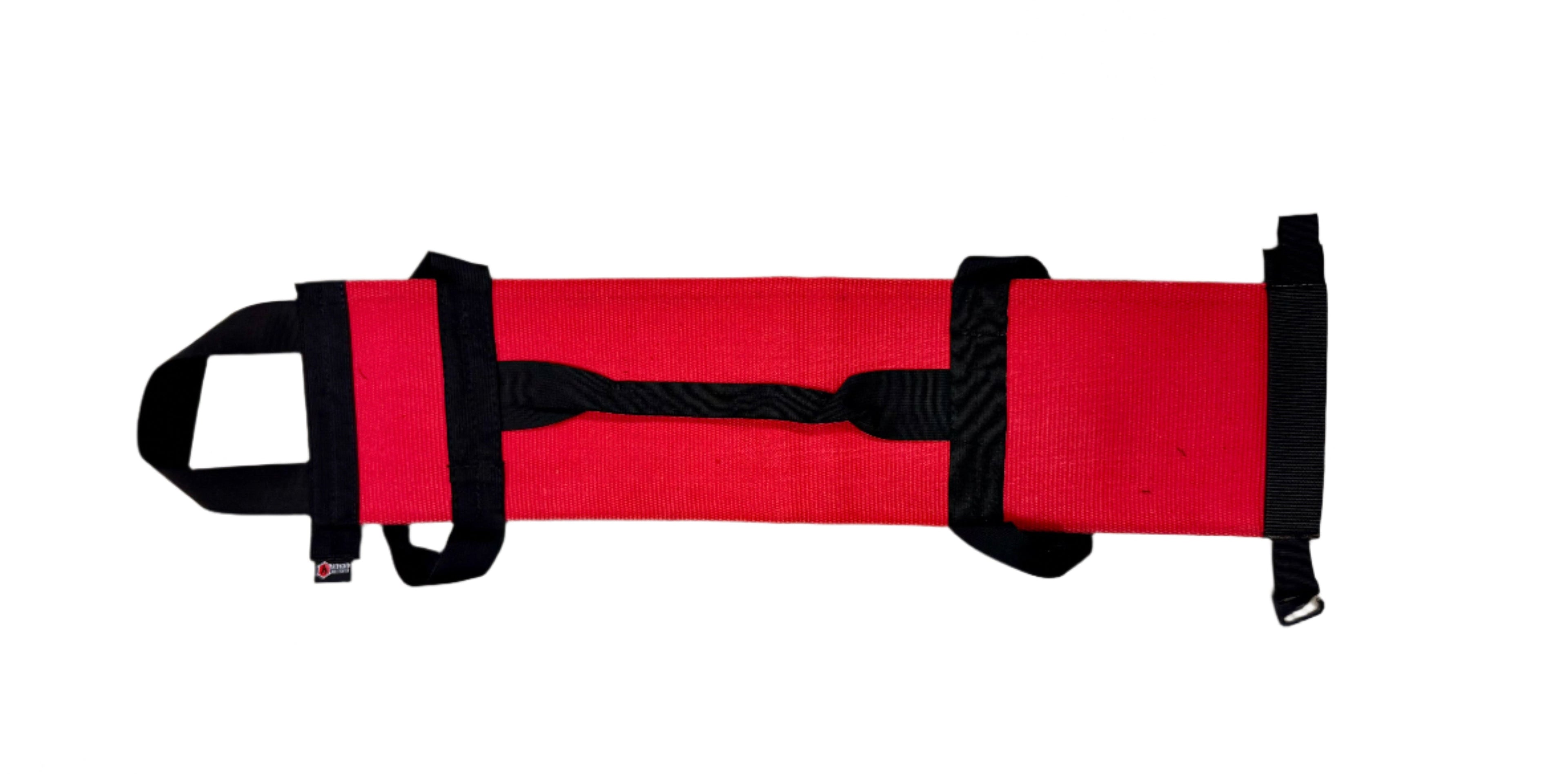 Recycled Firefighter Spark Starter workout battle bag with adjustable straps and multiple compartments on a gym floor.