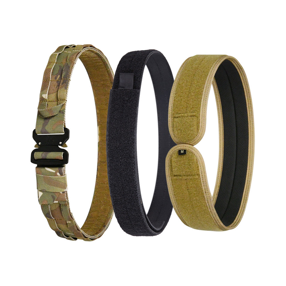 MUCTAC Tactical Belt in Multicam with 2 inner belts, 1.75" width and anti-slip design for secure fit.