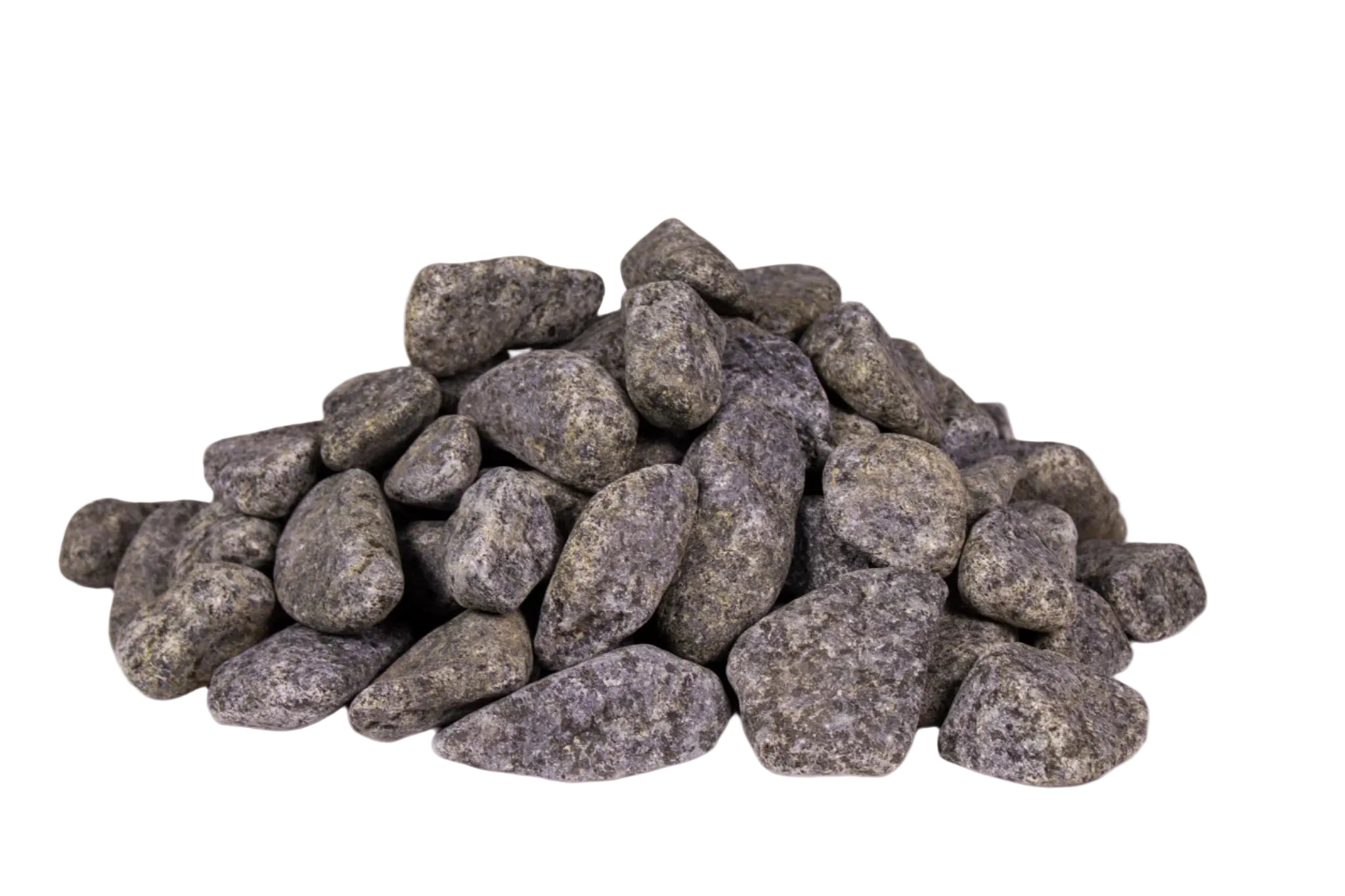 Pile of gray stones on a white background