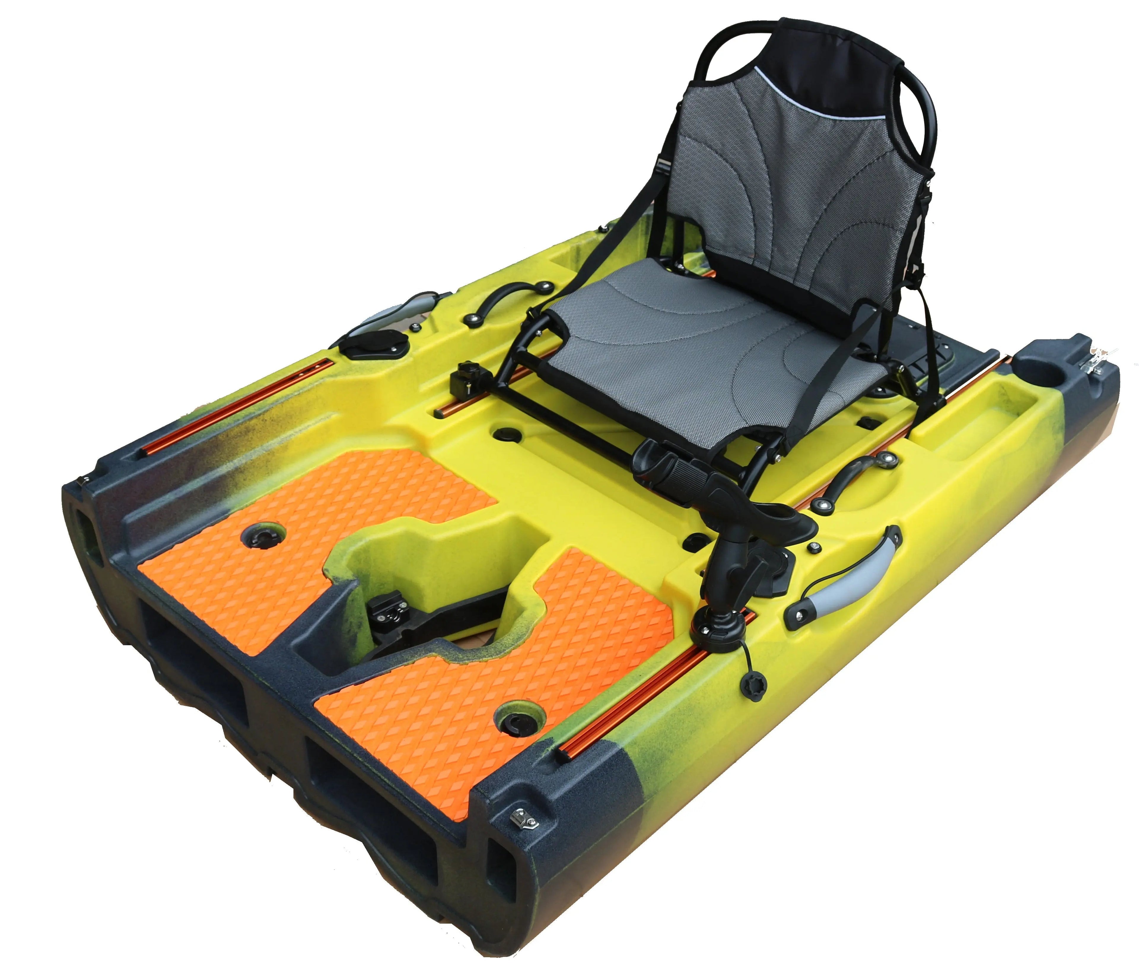 ReelYaks modular kayak middle expansion section showing connection points for transforming a solo kayak to tandem setup.