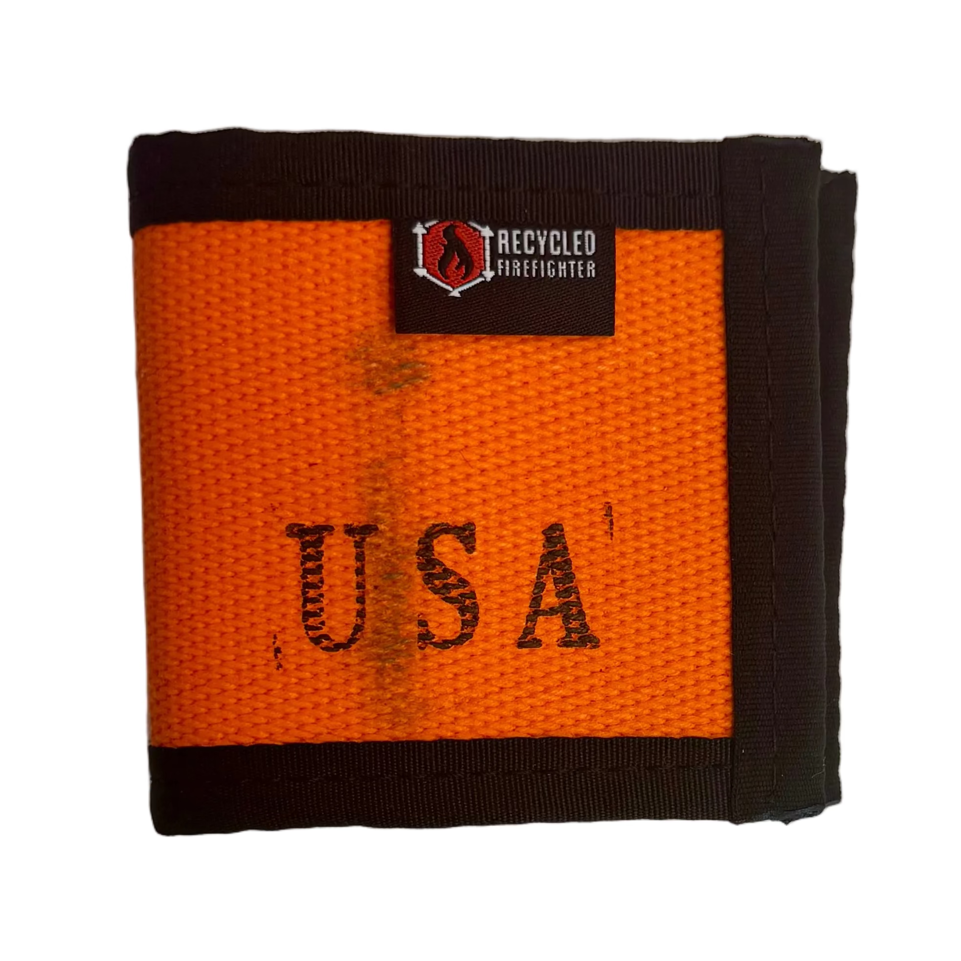 Recycled Firefighter Firehose drink sleeve in standard size with vibrant firehose pattern on a clear background.