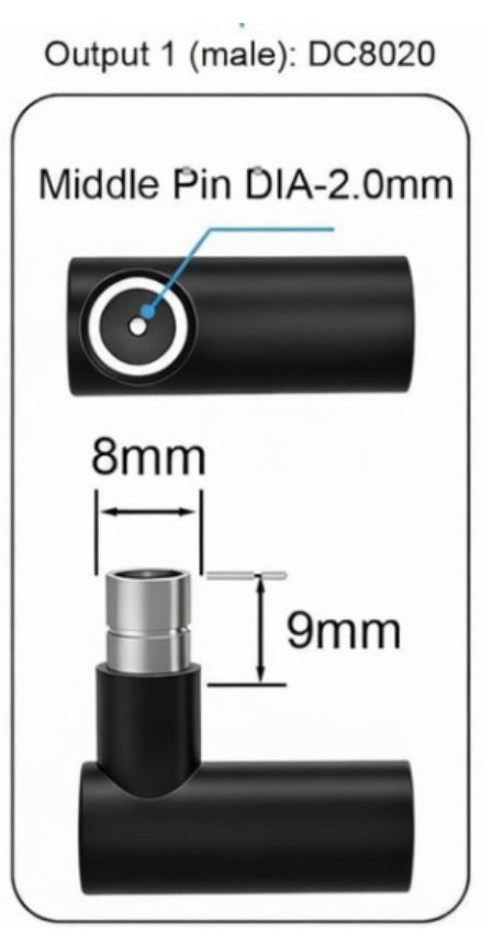 SB50 to 8mm Male Adapter (DC8020) – Thick Center Pin for Jackery & Goal Zero