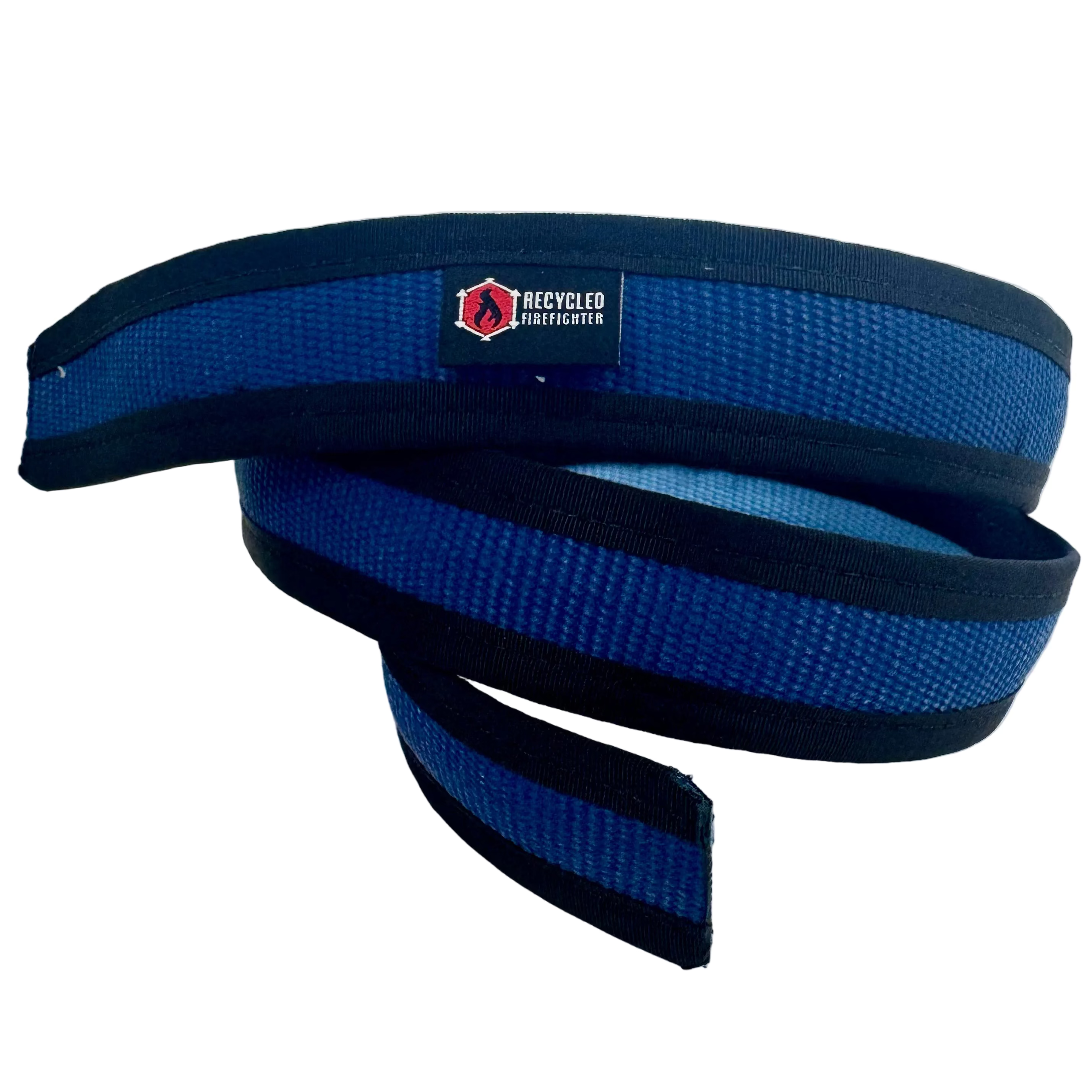 Recycled Firefighter Fire Hose EDC belt with durable woven design and metal buckle, ideal for everyday carry and outdoor use.