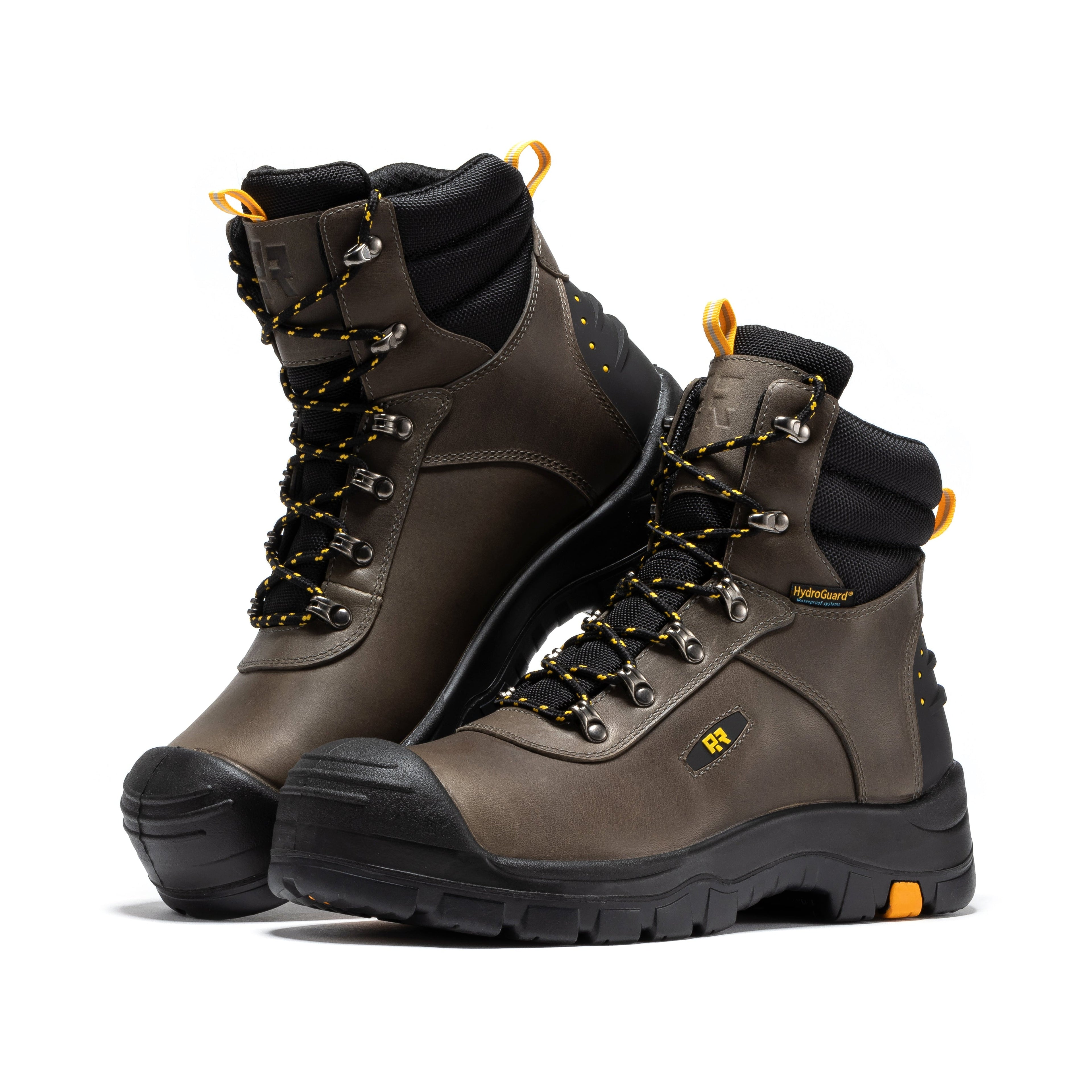 Woodland Rust RockROOSTER 6-inch waterproof composite toe leather work boots showing rugged design and sturdy construction.