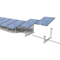 Assembly graphic of Portable Sun LLC IntegraRack IR-30 solar panel ground mount system component in aircraft-grade aluminum at 30-degree angle