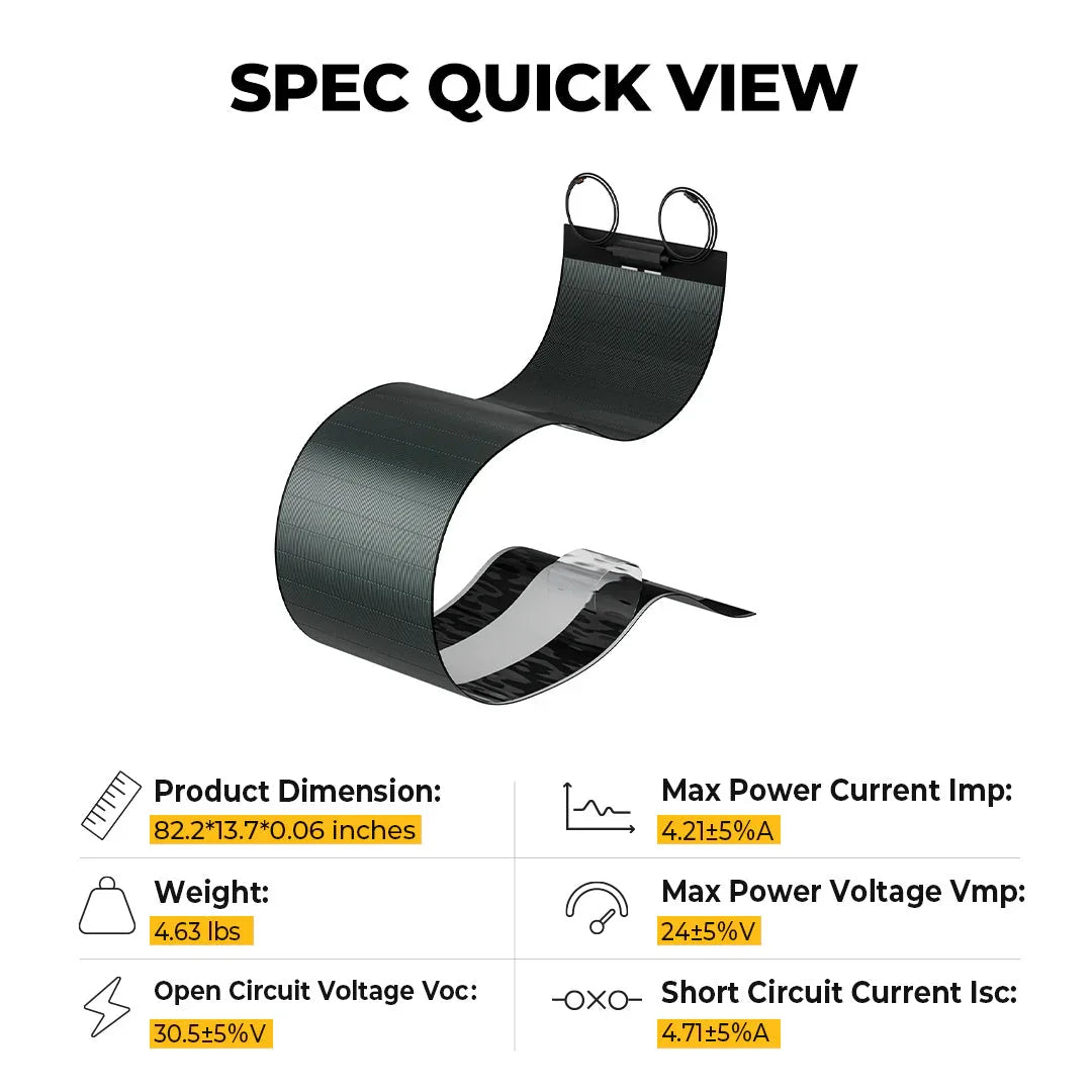 BougeRV Yuma 100W CIGS Thin-film Flexible Solar Panel with Tape (Long Version) - We The Collective