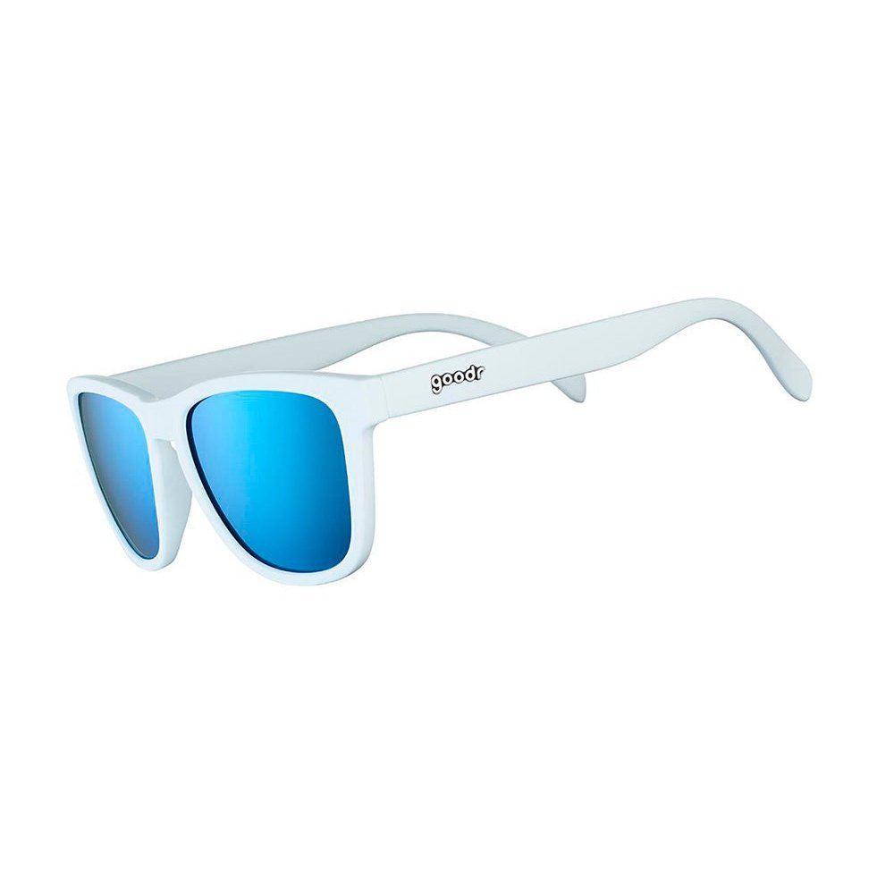 Rare Air Discs Iced By Yetis OG polarized sunglasses with dark tinted lenses and black frame, showcasing stylish accessory design.