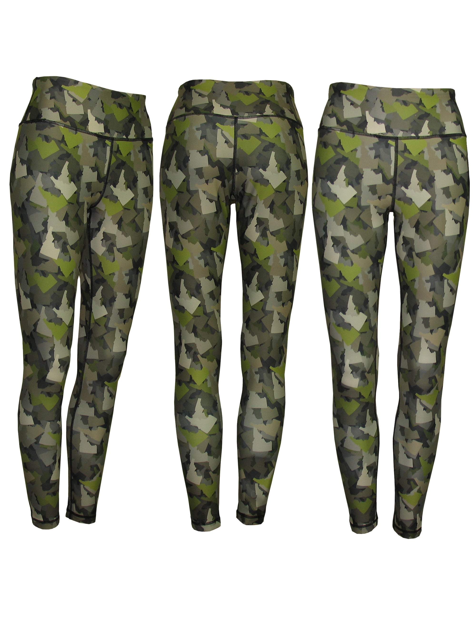 Cognito Brands Idaho camo print all sport leggings with a fitted design, featuring a camouflage pattern ideal for active wear.