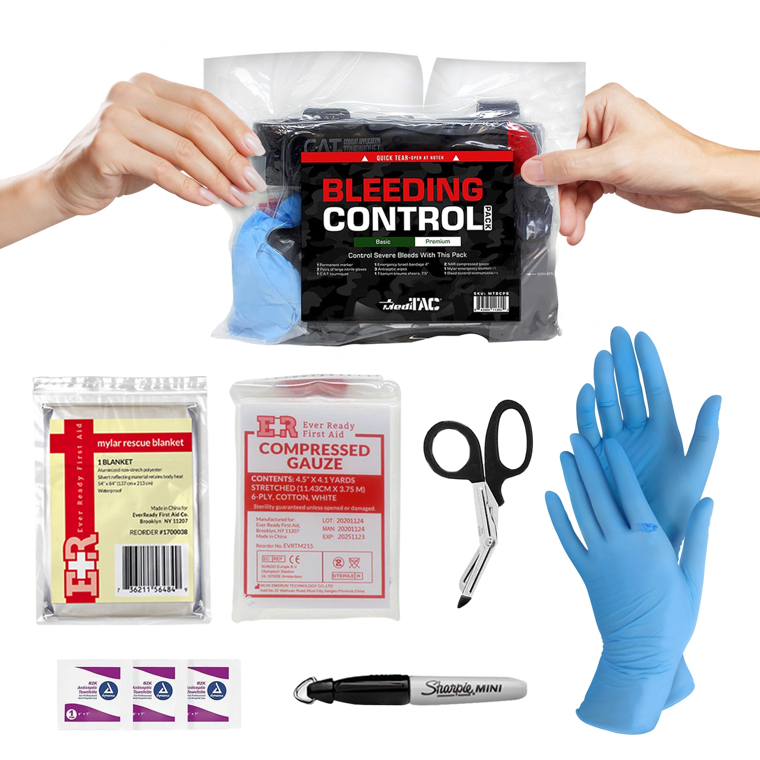 Bleeding Control Kit - 4 Vacuum Sealed Kits in Plastic Case - OVERLANDERS Outfitter