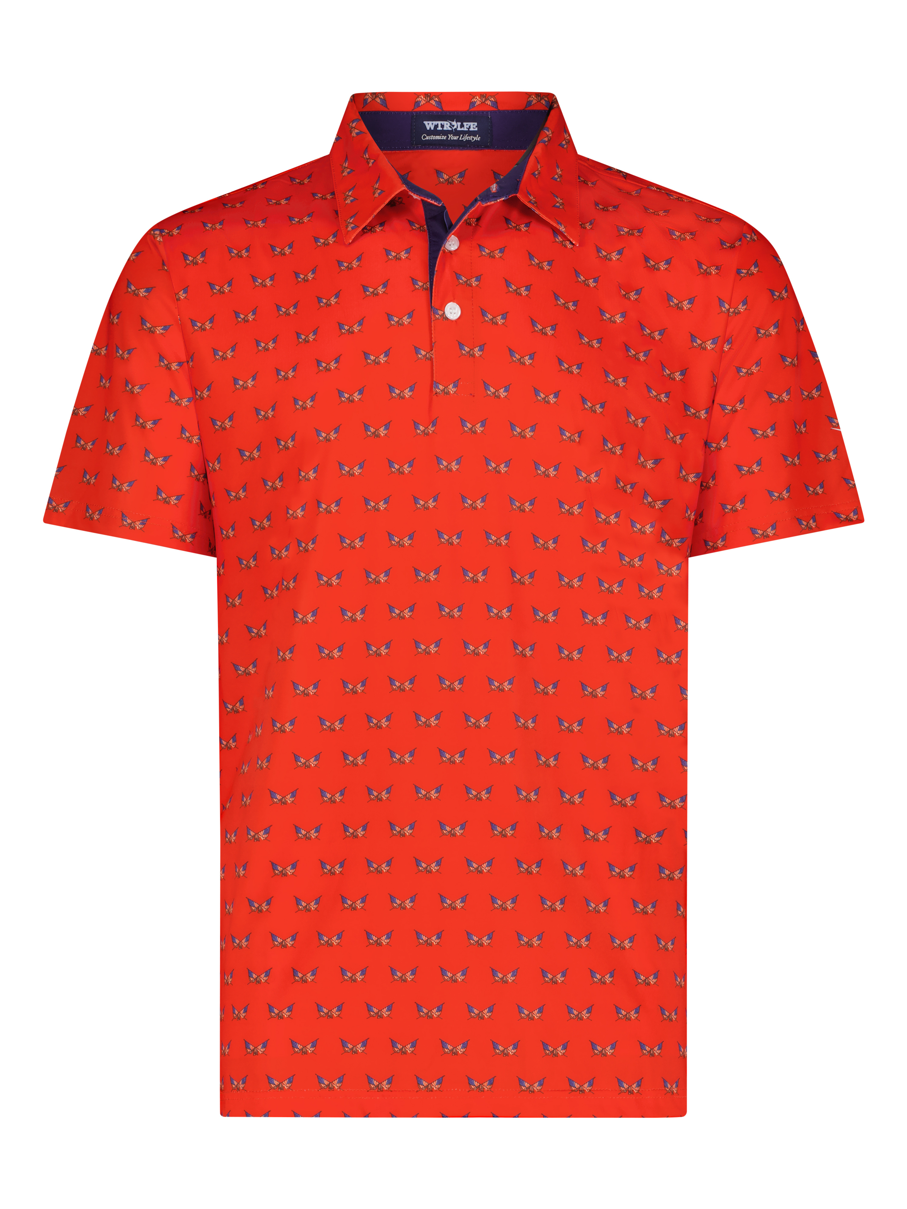 White Water Life Independence Polos in a vibrant color, featuring a classic collar and short sleeves.