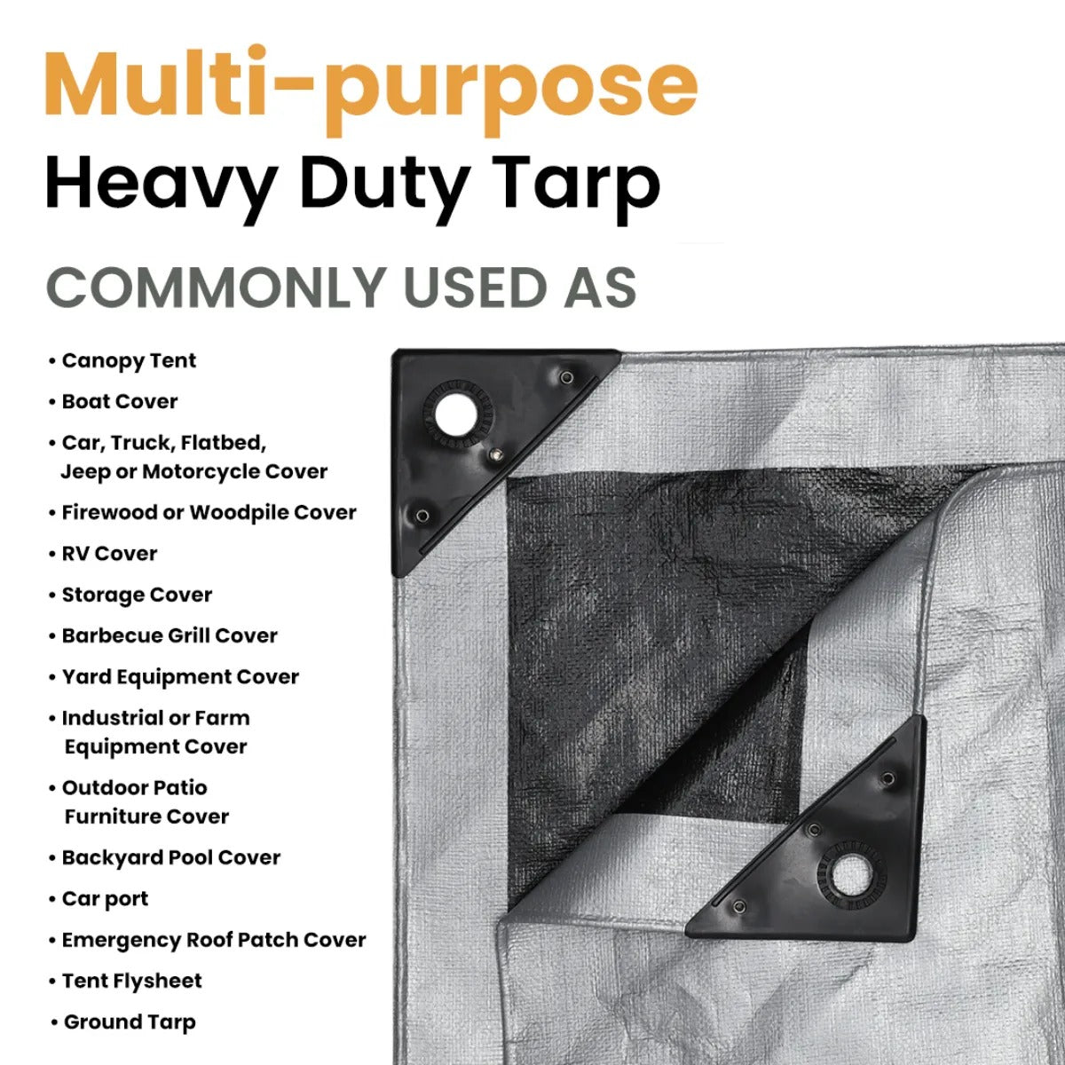 White Duck Outdoors 30’ x 50’ heavy-duty 16 mil poly tarp with reinforced edges for outdoor protection and durability.