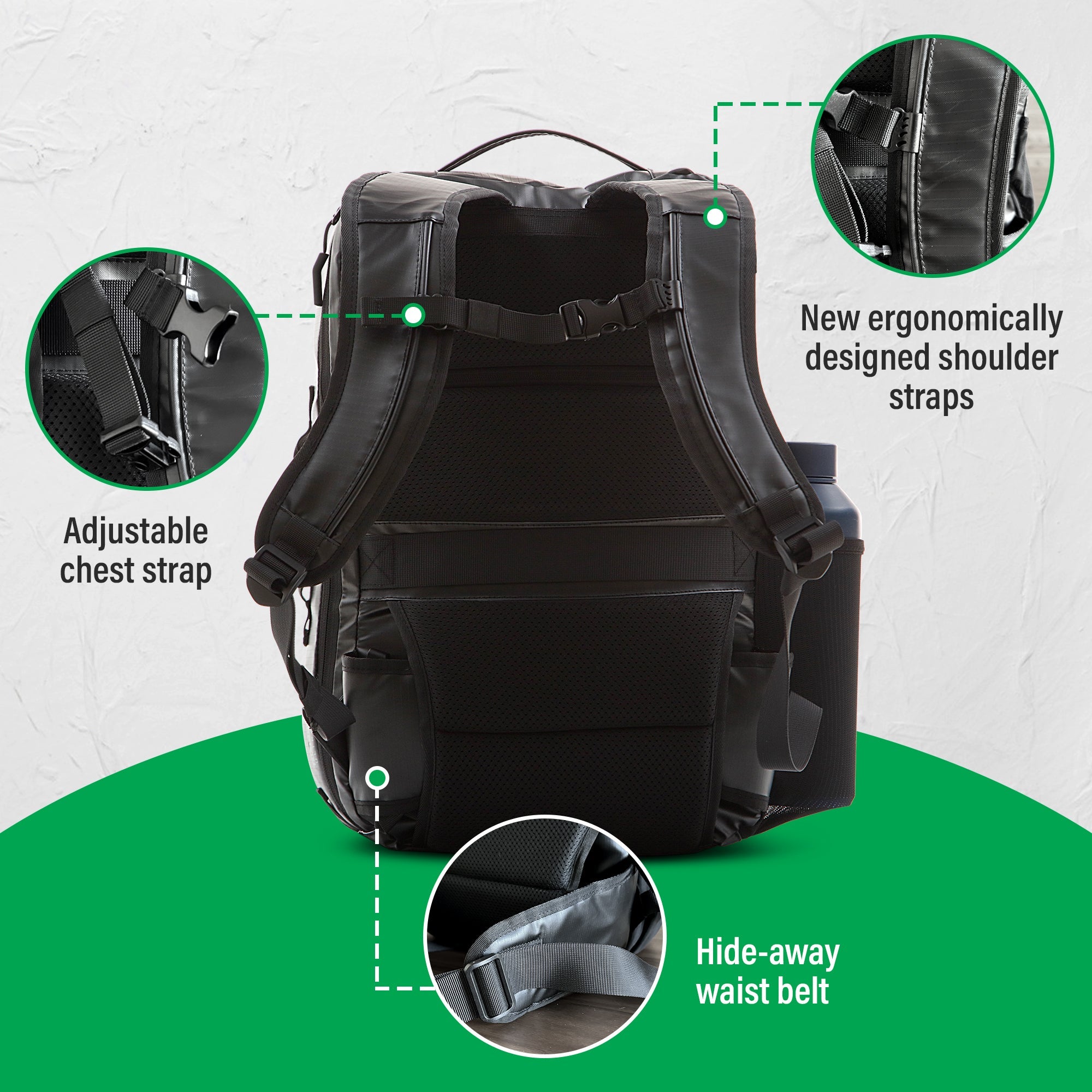Island Hopper 2.0 Travel Backpack – New Matte Black | Lightweight Waterproof 28L & 34L - OVERLANDERS Outfitter