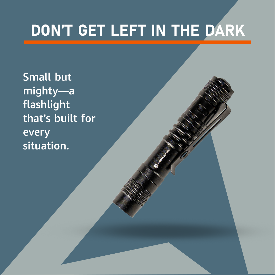 Emerge Survival EDC Mini Flashlight with compact design and adjustable beam, ideal for everyday carry and outdoor use.